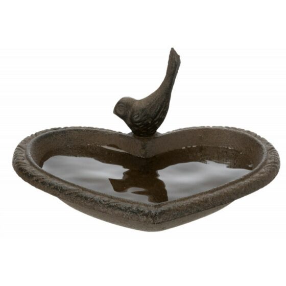 Utefugl fuglebad-vannskål-matskål hjerte 250ml 16x15cm brunt jern